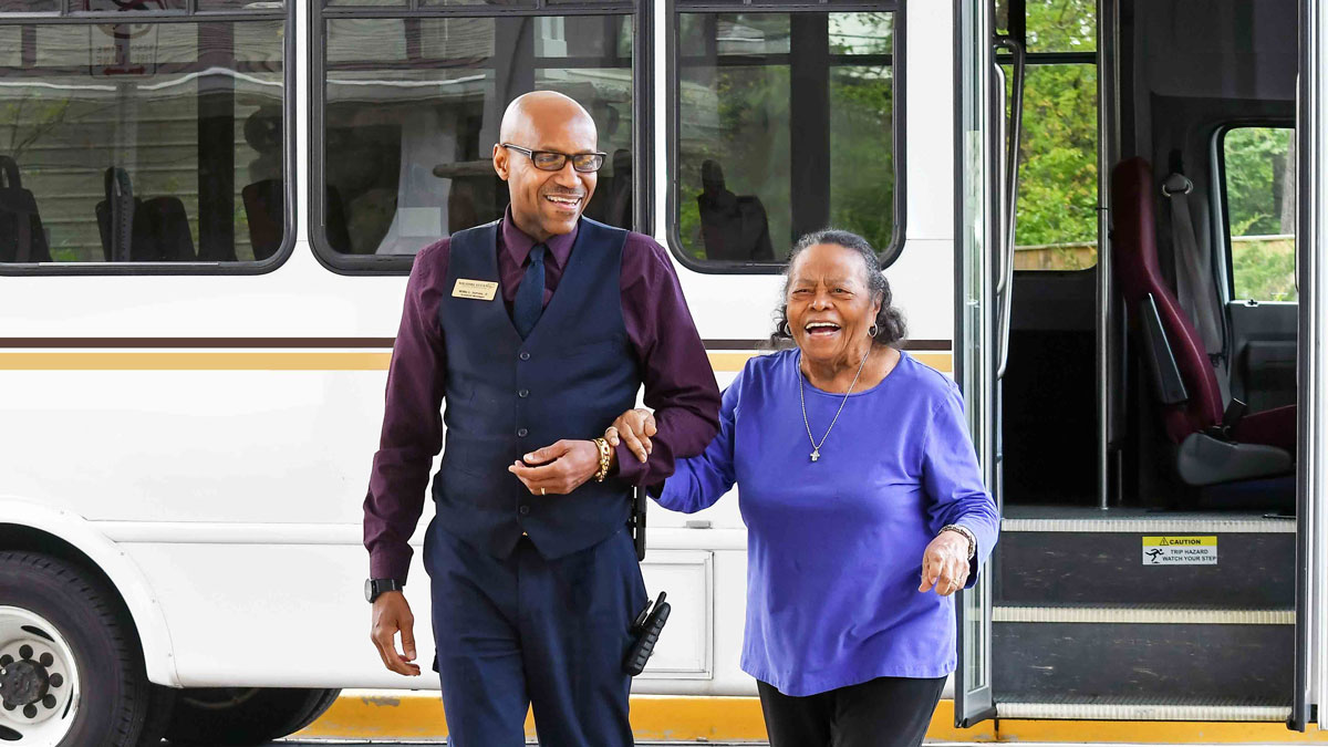 The Salmon Creek community bus providing resident transportation