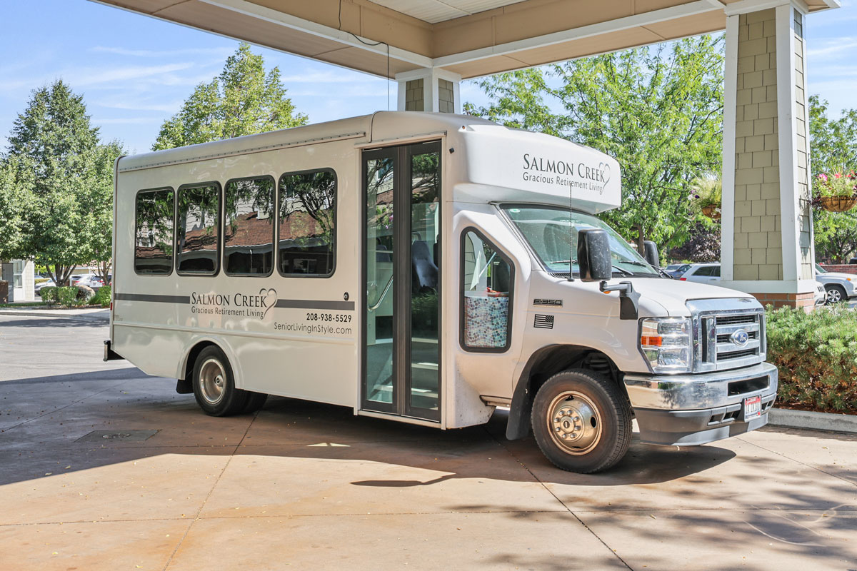The Salmon Creek community bus providing resident transportation
