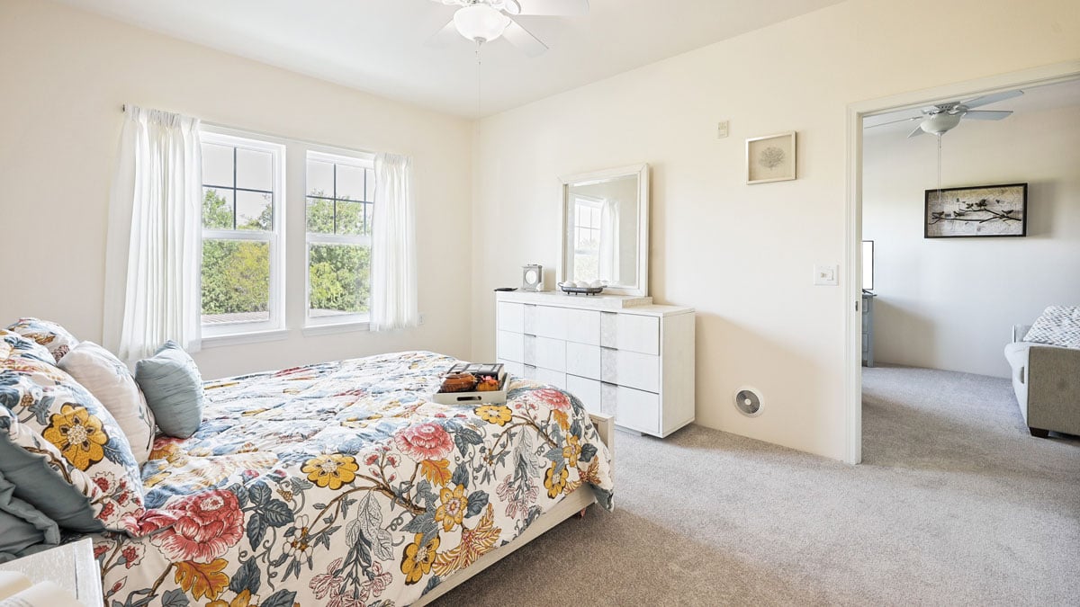 A furnished bedroom in a Salmon Creek apartment